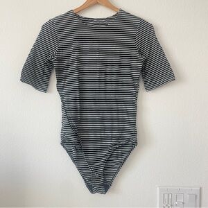 Everlane Navy and White Striped Body suit